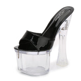 Flower 4 Color Transparent Platform Dancer Heels 17cm