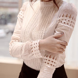 Lace Chiffon Long Sleeve Blouse