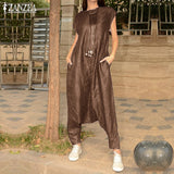 Ladies Drop Crotch Cargo Jumpsuits