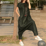 Ladies Drop Crotch Cargo Jumpsuits