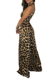 Leopard Print Loose Wide Leg Jumpsuit