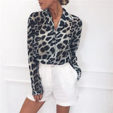 Long Sleeve Leopard Print Blouse