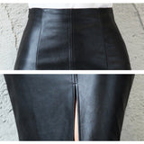 PU Leather High Waist Slim Skirt-PS