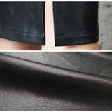 PU Leather High Waist Slim Skirt-PS