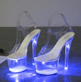 Clear LED Platform Buckle Strap Super High Heels