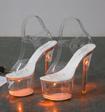 Clear LED Platform Buckle Strap Super High Heels