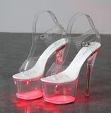 Clear LED Platform Buckle Strap Super High Heels