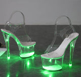 Clear LED Platform Buckle Strap Super High Heels