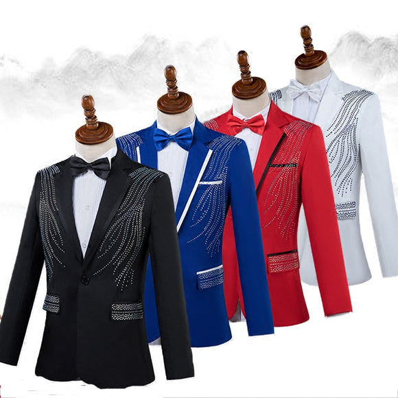 Slim Suit Jacket Blazer Set with bow-tie-Men