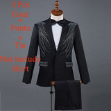 Slim Suit Jacket Blazer Set with bow-tie-Men