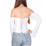 Offshoulder Back Tie Up Corset Style Top