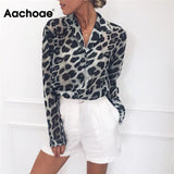 Long Sleeve Leopard Print Blouse