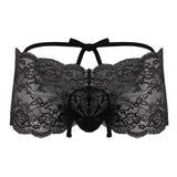 Men See Through Floral Lace Low Rise Bikini Briefs