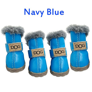 Pet Snow Boots Waterproof Fur 4Pcs/Set