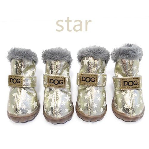 Pet Snow Boots Waterproof Fur 4Pcs/Set