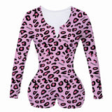 Long Sleeve Deep V Neck Bodycon Short Pajama Jumpsuit S-2XL