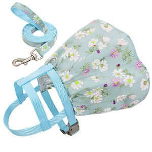 Floral Printed Pet Harness Vest Dress