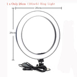 USB Interface Dimmable LED Selfie Ring Light With Tripod Phone Clip