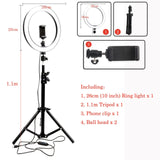 USB Interface Dimmable LED Selfie Ring Light With Tripod Phone Clip