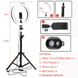 USB Interface Dimmable LED Selfie Ring Light With Tripod Phone Clip