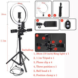 USB Interface Dimmable LED Selfie Ring Light With Tripod Phone Clip