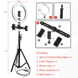 USB Interface Dimmable LED Selfie Ring Light With Tripod Phone Clip