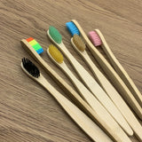 10PCS Colorful Natural Bamboo Toothbrush Set Soft Bristle