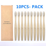 10PCS Colorful Natural Bamboo Toothbrush Set Soft Bristle