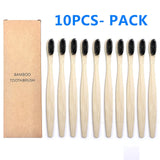 10PCS Colorful Natural Bamboo Toothbrush Set Soft Bristle