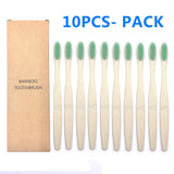 10PCS Colorful Natural Bamboo Toothbrush Set Soft Bristle