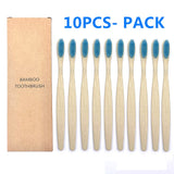 10PCS Colorful Natural Bamboo Toothbrush Set Soft Bristle