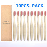 10PCS Colorful Natural Bamboo Toothbrush Set Soft Bristle