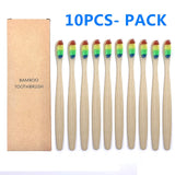 10PCS Colorful Natural Bamboo Toothbrush Set Soft Bristle