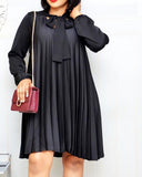 Pleated Dresses with Bow tie- PS