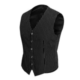 V Neck Sleeveless Vertical Striped Suit Vest Slim Fit Costume