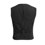 V Neck Sleeveless Vertical Striped Suit Vest Slim Fit Costume