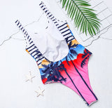 Palm Tree Printed 1pc Swimsuit