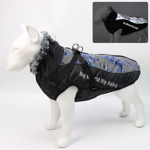 Large Pet Waterproof Fur Collar Coat