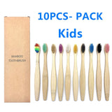 10PCS Colorful Natural Bamboo Toothbrush Set Soft Bristle