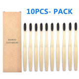 10PCS Colorful Natural Bamboo Toothbrush Set Soft Bristle