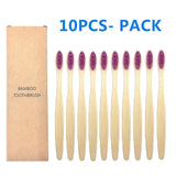 10PCS Colorful Natural Bamboo Toothbrush Set Soft Bristle