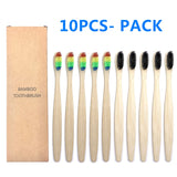 10PCS Colorful Natural Bamboo Toothbrush Set Soft Bristle