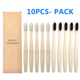 10PCS Colorful Natural Bamboo Toothbrush Set Soft Bristle