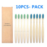 10PCS Colorful Natural Bamboo Toothbrush Set Soft Bristle