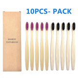 10PCS Colorful Natural Bamboo Toothbrush Set Soft Bristle