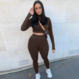 2pc High Waist Stretchy Thin Tracksuit