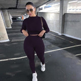 2pc High Waist Stretchy Thin Tracksuit