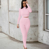 2pc High Waist Stretchy Thin Tracksuit