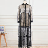 Long Mesh Shirt Dress Polka Dot Transparent Tulle