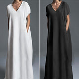 Elegant Beach V Neck Maxi Dress- PS